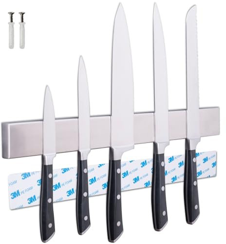 PRADUMAN® Messer MAGNETLEISTE Edelstahl 40cm SELBSTKLEBEND - EXTRA STARK - Messerhalter MAGNETISCH zum Kleben oder Bohren I perfekt zur praktischen Aufbewahrung von Küchenutensilien