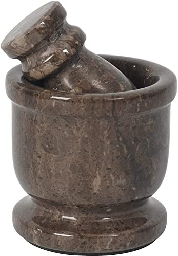 Radicaln Set di mortaio e pestello in marmo oceanico da 6,3 cm, portatile, realizzato a mano, piccolo, per macinare e erbe e spezie