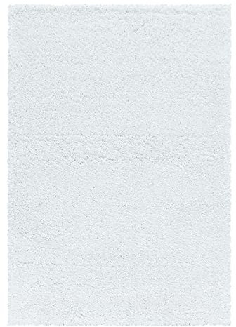 Giantore Teppich 160 x 230 cm Weiß 50 mm Hochflor/Flauschiger Teppich aus hochwertigem Polypropylen/Teppich flauschig als Schlafzimmer, Kinderzimmer oder Wohnzimmerteppich