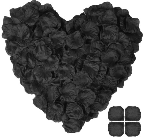 Disnace 1200Pcs Rosenblätter, Künstliche Rosenblüten Kunstblumen Seidenrosen Seidenblumen Konfetti für Hochzeit Dekoration, Party Romantische Valentinstag Heiratsantrag Datierung (Schwarz)