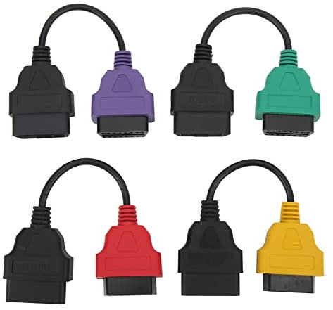 4 Pezzi Cavo Adattatore Scanner OBD2 Sostituzione Cavo Diagnostico Scansione ECU per Scanner ECU Fiat Connettore Cavo OBD2 Verde Rosso Giallo Viola