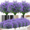 Kinisty 12 Bundles Artificial Lavender Outdoor, Decorative Fake Flowers UV Resistant Plastic Shrubs Bushes Faux Flowers for Outside Indoor Garden Window Boxes Hanging Basket (Purple)