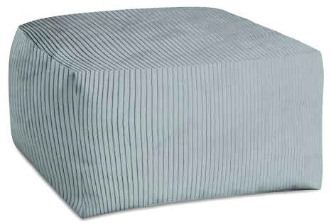DreamRoots Pouf Hocker Fußhocker Cord, Cube 70x70x40cm, Green Lily