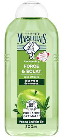 Le Pe Marseillais | Bio Force & Shine Apfel & Olivier Shampoo (300 ml) - silikonfreies Shampoo für normales Haar - 98% natürlichen Ursprungs für optimalen Glanz