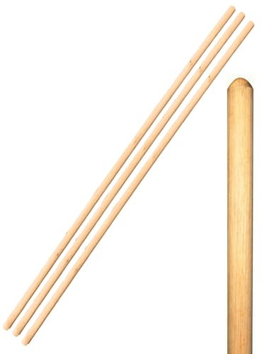 Wooden Broom Handle Stick Replacement Wood Handle Heavy Duty Durable Wood Broom 48 inces (120 cm) Long Mop Handle 15/16 (23/24mm) Diameter Broomstick Wooden Pole Only (Pack of 3, 15/16 (23/24mm))