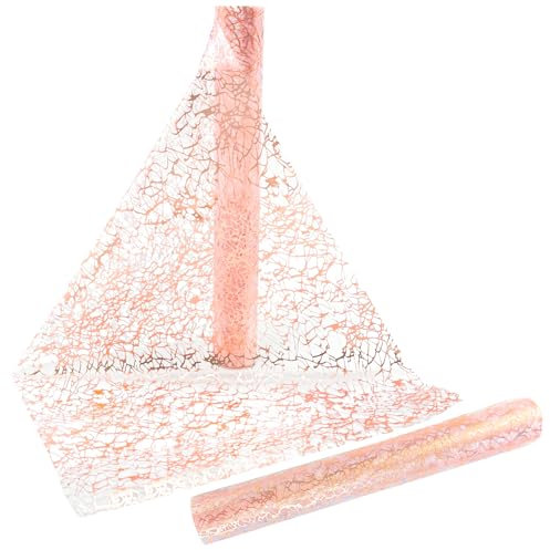 Gentpovth 2 Rollen Tischläufer Glänzend Roségold, Saisonnal Sommer Küche Tisch Dekoration,Tischläufer Frühling Modern, für Hochzeiten, Kommunionen, Taufen und Allen Feierlichkeiten (28 cm x 10 m)