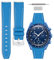 HORACE Omega x Swatch MoonSwatch compatible rubber watch strap 20mm (Neptune Blue - White stitching)