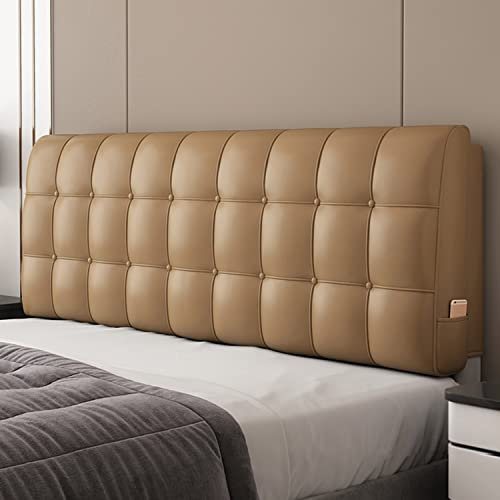 Ledergepolstertes Lesekissen mit abnehmbarem Kopfteil, Braun, 120 cm breit, Keilrolle für Tagesbett, Lendenkissen, kein Kopfteil, rechteckige Form