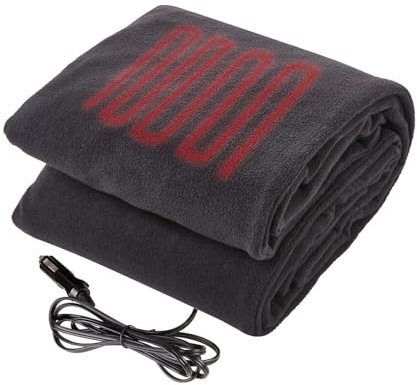 Big Ant Electric Car Blanket: 12V Fleece Heated, Equipped with an Easy-to-Use Controller, Perfect for Car, Truck and RV in Chilly Weather Electric fleece blanket throw,camping blanket,Black
