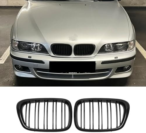 Gangying E39 Nieren Schwarz für BMW 5er E39 Kühlergrill E39 Grill Glanz Schwarz Doppelsteg Sport Kühlergrill 1999 2000 2001 2002 2003