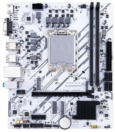 Computer Motherboard, HUANANZHI B760M-VH-B Micro-ATX Gaming PC Motherboard（DDR4 64G, SATA3.0 6Gbps, USB3.2 10Gbps, HD-MI2.0, PCIE 4.0 INT LGA 1700 Motherboard for PC Computer Desktop, White