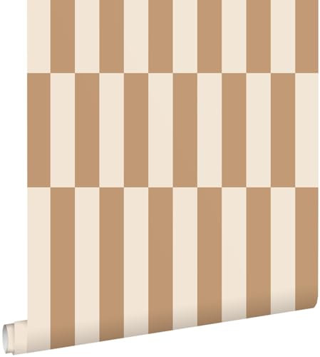 Esta Home Tapete Streifen Beige und Braun 53 cm x 10.05 m