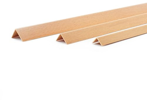 DQ-PP WINKELPROFIL – Größe: 20x20mm – Länge: 2m (1x 2m) – Farbe: Buche – Material: PVC – Kunststoff Winkelleiste – Außenecke Kantenschutz Wand Eckprofil Kunststoffwinkel L-Profil