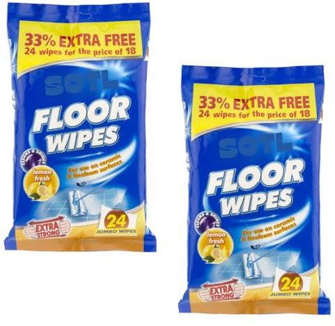 SOTL® X2 Floor Wipes Heavy-Duty Disposable Cleaning Wipes for Hardwood, Tile, Laminate & Vinyl Wet Mop Refills for Dust, Dirt & Stains | Fresh Scent & Quick-Dry Formula 24 Wipes