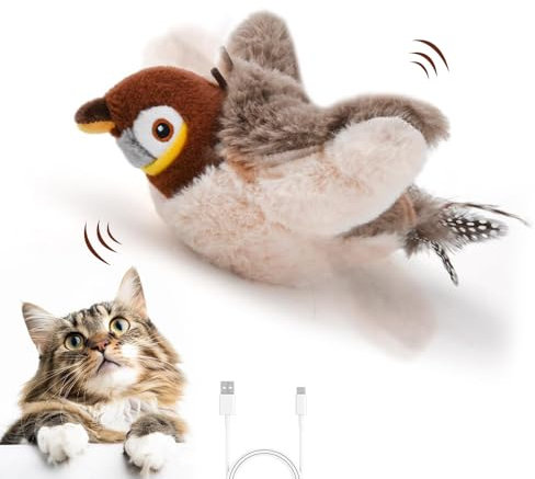HuaMuDM Katzenspielzeug Vogel Fliegt Elektrisch, Interaktives Katzenspielzeug Vogel mit Katzenminze, Fliegender Vogel Spielzeug für Katzen, Elektrisches Vogelspielzeug für Katzen, Flying Bird Cat Toy
