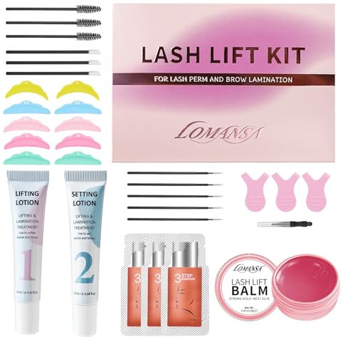Lomansa Juego de lifting de pestañas, fácil de presionar, diseño de tubo fácil de presionar, apto para principiantes, 15 aplicaciones, hasta 6 semanas de rizos (bálsamo para lifting de pestañas)