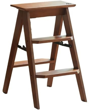 yixinzi-2024 Klappbare Trittleiter Klappleiter aus Holz mit A-Rahmen und 3 Stufen, hoher Hocker, Lagerregal, breite, multifunktional, for Zuhause, Klettern