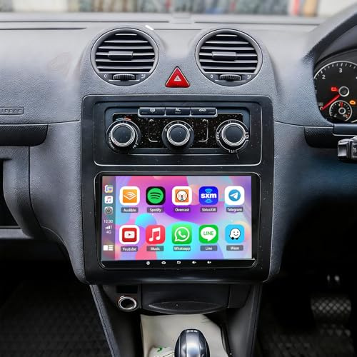 Double Din Car Stereo for Volkswagen Caddy 2003-2020 Radio CarPlay 9 Inch | Double Din Android Wireless Carplay Android Auto Support Bluetooth/GPS/WiFi/Backup Camera/SWC/FM/Mirror Link/IPS Touch Screen