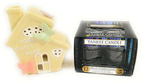 Sindy Bomboniere Candle Set Regalo Snowflake Cookie + Porta Tea Light a Forma di casetta con la Scritta Home Sweet Home (Dreamy Nights)