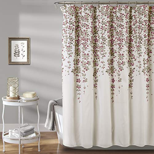 Lush Decor Rideau de Douche en Tissu avec imprimé Floral et Vigne - 183 x 183 cm - Violet