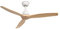 CREATE / WINDWOOD/Ventilador techo blanco aspas madera natural con mando / 75W, Silencioso, Ø132 cm, 3 velocidades, temporizador, 2 alturas