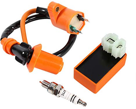 CDI Zündspule Zündkerze, Fydun 6 Pin Performance CDI Zündspule +Zündkerze Racing Performance für ATV Roller Moped Dirt Bike Go Kart GY6