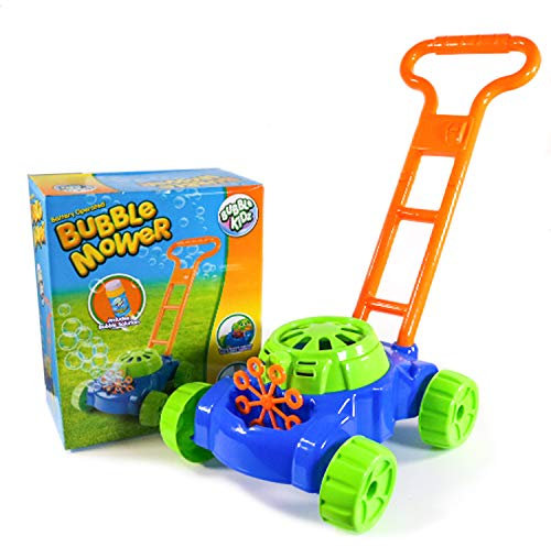 Bubble Kidz Garden Toys Bubble Mower Push Along Lawnmower with Built In Bubble Machine for Kids including Bubble Solution
