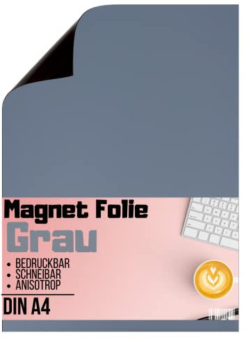 Magnetfolie DIN A4 - Magnetband - Bedruckbar und Beschreibbar KFZ Magnet Folie zum Beschriften zum Schneiden Stanzen und Basteln [1 Stück] (Grau)