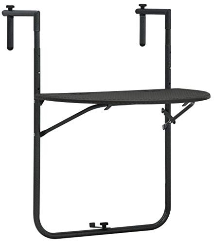 Festnight Balkonhängetisch Balkontisch Hängetisch Balkon Hängetisch klappbar Outdoor-Tisch Braun 60x64x83,5 cm Kunststoff Rattanoptik