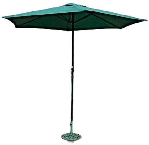 Garden Mile 2.7M Outdoor Market Table Patio Umbrella with Crank Mechanism and 8 Sturdy Ribs for Garden, Deck, Lawn, Backyard & Pool (Green)