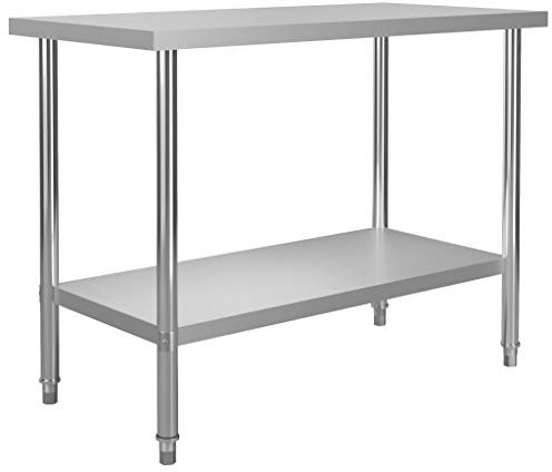 Festnight Mesa de Trabajo para Cocina Acero Inoxidable Tabla de Trabajo de Cocina Mesa de Cocina 120x60x85 cm