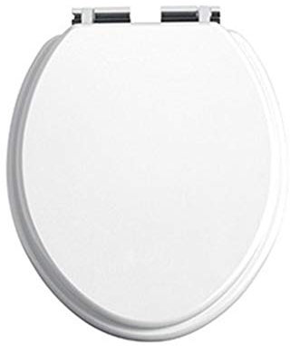 Heritage White Gloss Toilet Seat with Soft Close Chrome Hinges