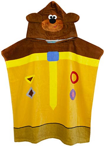Hey Duggee Cbeebies 3D Ears Poncho Towel for Kids | One Size Hooded Bath Towelling Robe for Boys & Girls | Beach Swim Cover Up for Children & Toddlers Yellow