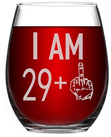 Livole 30th Birthday Gifts for Women Men, 17oz Stemless 29+ Wine Glasses, Unique Personalized Unbreakable Wine Tumbler for Best Friend, Mom, Wife, Auntie, Her, Coworker, Party Decoration