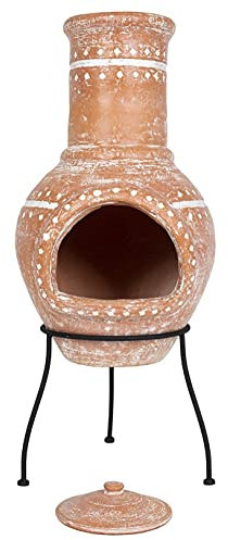 Large La Hacienda Bennito Clay Chimenea - Tall Traditional Mexican Log Burner (BBQ Terracotta Fire Pit, Garden Patio Heater Stove)