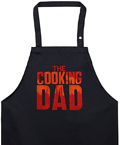 EXPRESS-STICKEREI BBQ Grillschürze - Lustige Kochschürze für Papa - Verstellbare Latzschürze für Männer/Frauen - Küchenschürze mit Spruch The cooking dad - Kochschürze