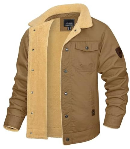 KEFITEVD Veste Cargo Décontractée Pour Hommes Manteau de Travail Coupe-vent en Coton Veste Militaire d'hiver Avec Poches Intérieures, kaki, M