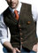 HSLS Herren Retro Frack Weste Plaid Wollweste Lässiger Tweed Fischgrätenmuster für Smoking(L, Kaffee)