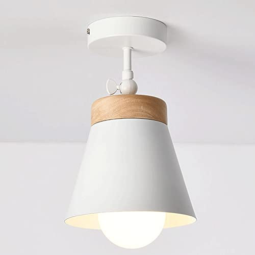 PLSDH Iluminación Colgante Semiempotrada Moderna, Foco Direccional Industrial, Candelabro Pequeño De Madera + Hierro, Aire Acondicionado, Luz De Techo De Metal, E27, para Escalera(6,3 Pulgadas)