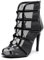 YKXLM Stivali da Ballo Latino Americano Donna con Punta Aperta con Tacco con Lacci Scarpe da Ballo Donna,8.5cm,Nero,36EU