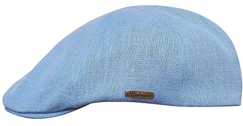 Sterkowski Rusty Duckbill Mütze | 100% Naturleinen Schiebermütze für Herren und Damen | Leichte Sommer Cabrio Flatcap Newsboy Gatsby Golf Cabrio Kappe Vintage Leichte Sonnen Schirm Hellblau 58