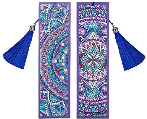 Maotrade 2 Stück Diamond Painting Lesezeichen 5D DIY Diamant Stickerei Malerei Bookmark mit Quasten für Abschluss Geburtstag (Mandala)