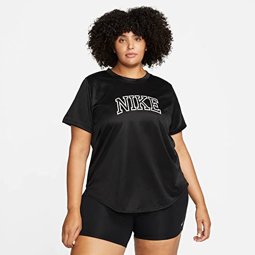 NIKE Women's Nk Df Swoosh Run Top Plus Sweatshirt, Black/White/White, 2X