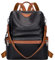 ALTOSY Elegant Damen Echtleder Rucksack Mode Schultertasche Convertible All in One Rucksackhandtasche (S80 Schwarz/Braun)
