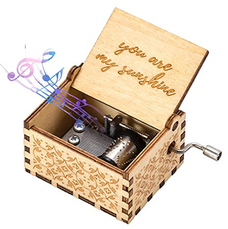Huifengjie Hölzerne Spieluhr, You Are My Sunshine Handkurbel Spieluhren, Antike Geschnitzte Vintage-Design, Holz Musik Box für Geburtstags, Valentinstag, Jahrestag, Weihnachten Geschenk