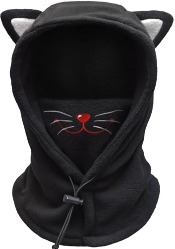 BLUEMARS Kids Winter Hat Balaclava, Fleece Cold-Weather Hood for Boys & Girls School and Outdoor Snow Play,Cat,S