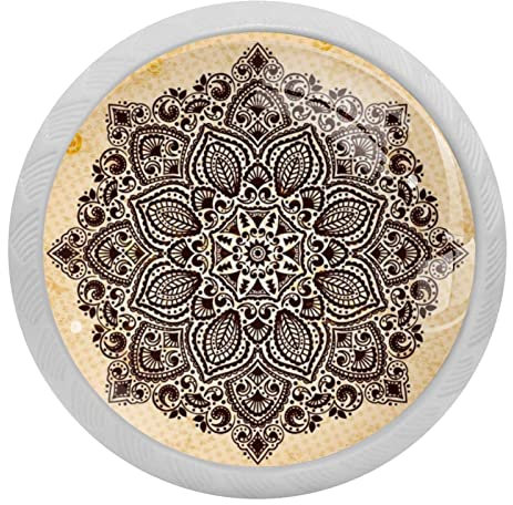 4 Stück Mandala-Tapeten, Kristallglas, Schubladenknauf, Ziehgriff, ergonomisch, 30 mm, leuchtet im Dunkeln