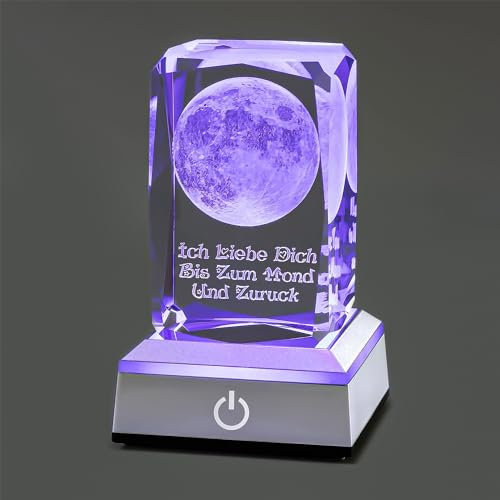 YANFEYHA 3D Mond Kristall Mehrfarben-Nachtlicht Ich liebe dich Decolamp,Weihnachtsgeschenke für Frau sie Freundin Mama, einzigartige Valentinstag Jahrestag Geburtstagsgeschenkideen