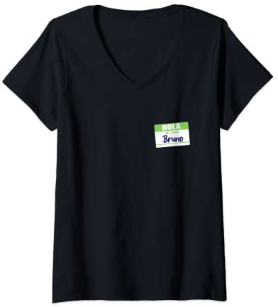Damen Hola Me Llamo Bruno, spanisches Namensschild, Arbeit, Schule, Geschenk T-Shirt mit V-Ausschnitt