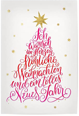 artboxONE Poster 60x40 cm Typografie Frohes Fest - Bild weihnachten adventskalender christbaum